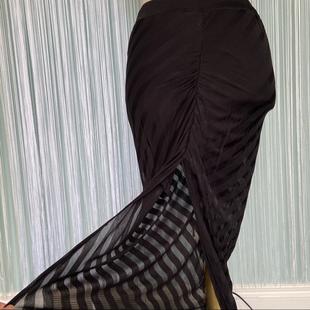 Bebe Sheer Striped Maxi Skirt NWT